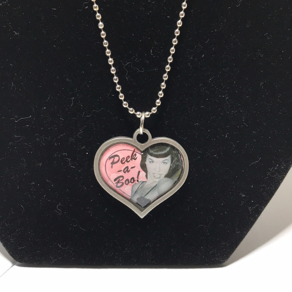 Silver Bettie Page Charm Necklace